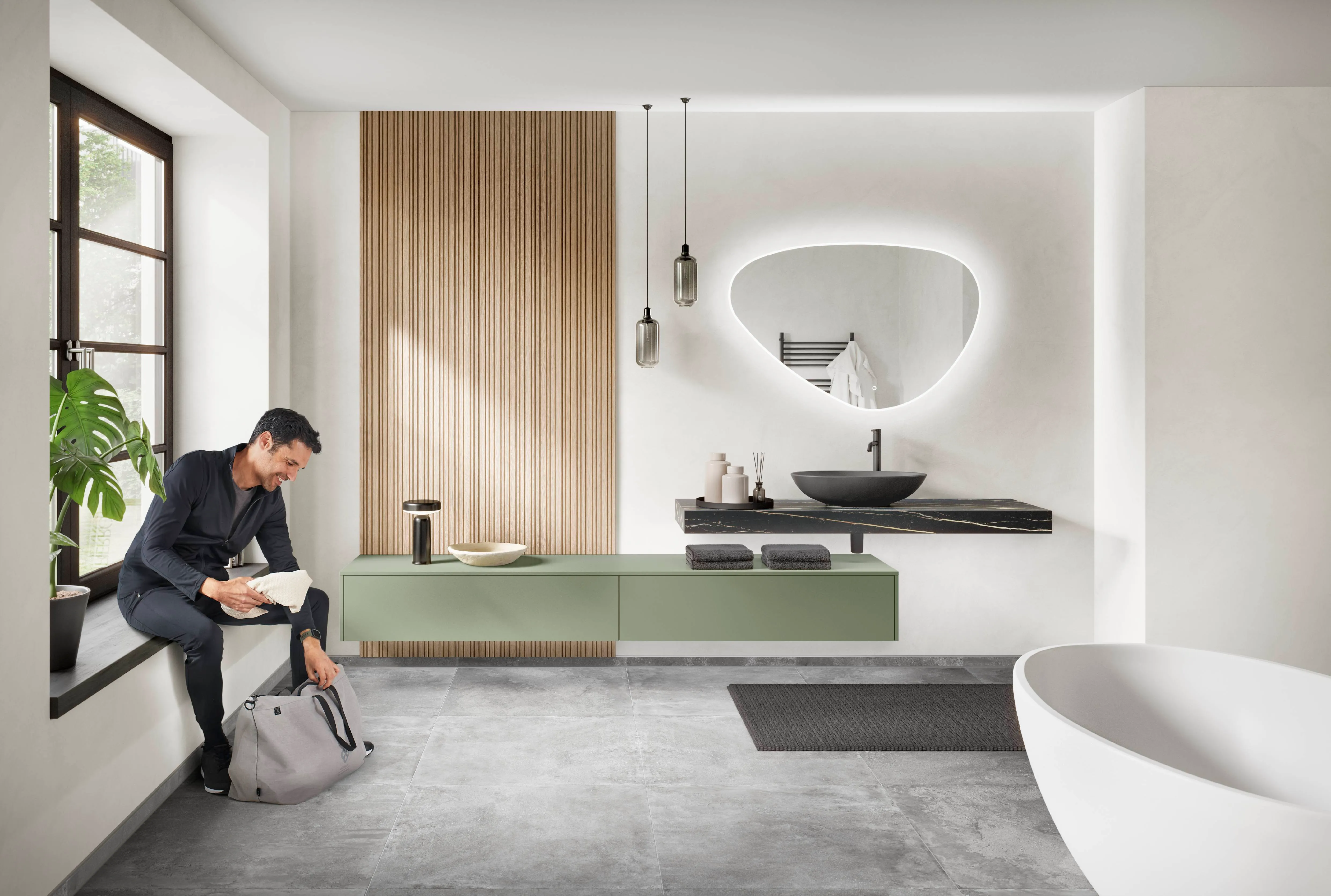 Senso 495 Lacquer, premium honed olive — ambient 2