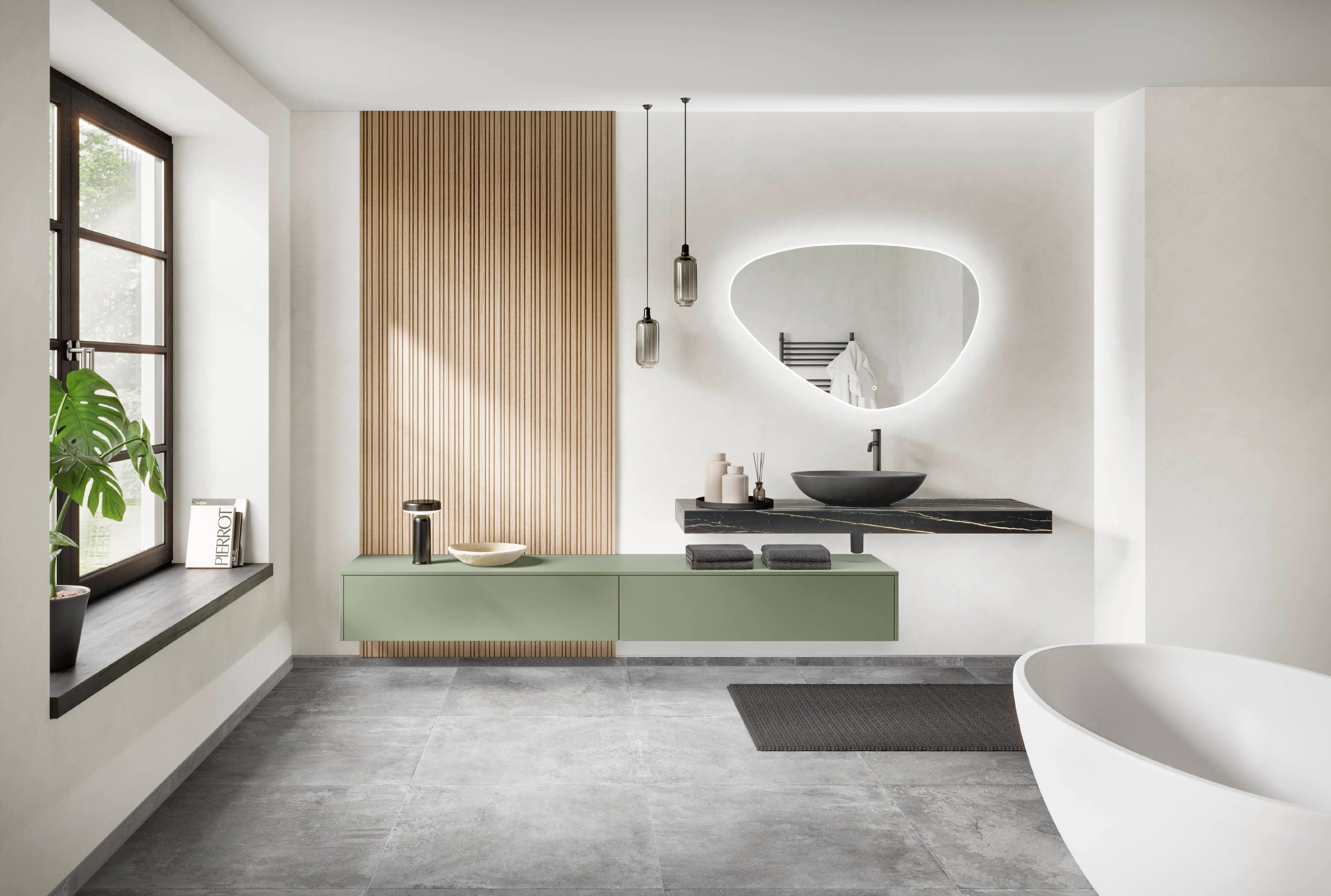 Senso 495 Lacquer, premium honed olive — ambient 3